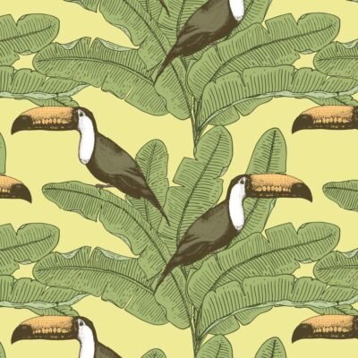 Papier Peint Vintage Tropical en grand